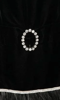 Alternative view of Robe en velours de soie noir strass et plumes d'autruche