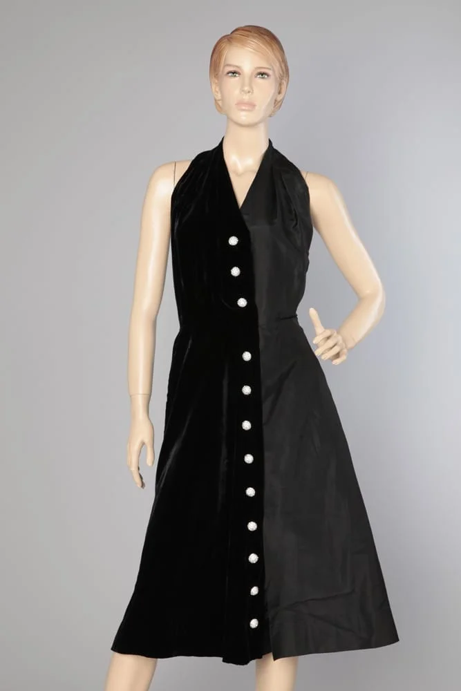 Robe 1960 moitié velours et moitié faille