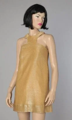 Mini robe 1960 lamé or