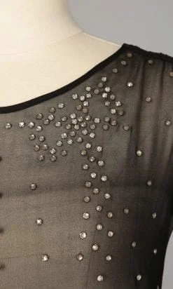 Alternative view of Robe 1925 en mousseline de soie noire incrustée de strass