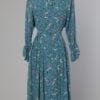 Robe 1940 en rayonne bleue imprimée