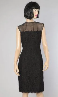Robe 1960 en guipure noire et organza