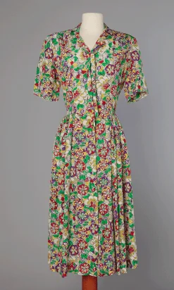 Robe 1940 en soie imprimée
