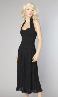 Robe bustier longue noire plissée