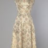 Robe 1960 en satin jacquard or marron et orange