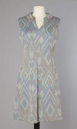 Robe 1960 en jersey de laine à motifs géométriques