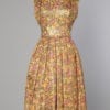 Robe 1950 - 1960 en soie imprimé et jacquard or