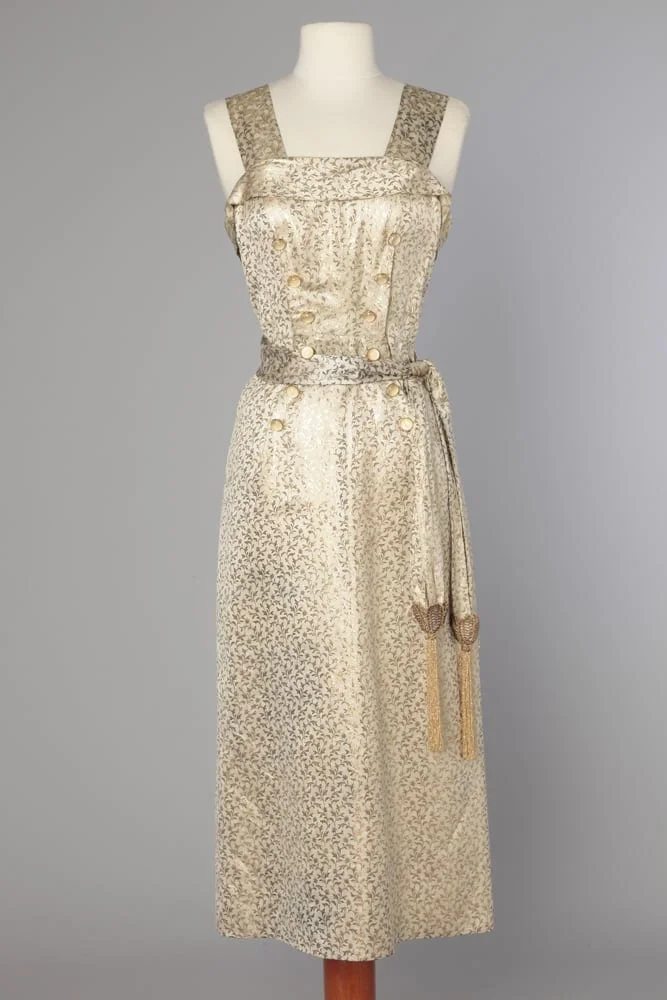 Robe en satin ivoire1960 jacquard or