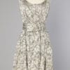 Robe 1960 en satin gris argent jacquard argent et noir