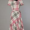 Robe 1950 - 1960 à carreaux rose gris blancs