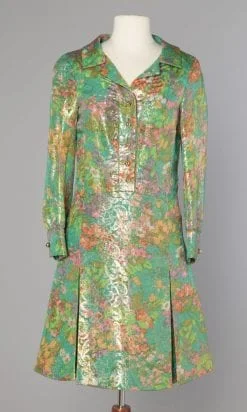 Robe 1960 en soie jacquard et lamée or