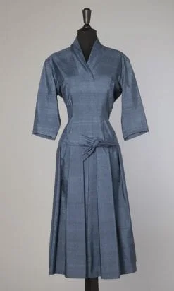 Robe en soie sauvage bleu 1950