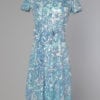 Robe 1960 en soie bleu entièrement brodée de paillettes