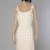Robe en soie blanche 1960 brodée de paillettes et perles blanches