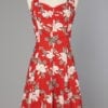 Robe 1960 en coton rouge impriméé