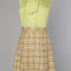 Robe 1960 en satin vert et lainage écossais