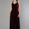 Robe longue 1930 en velours de soie bordeaux