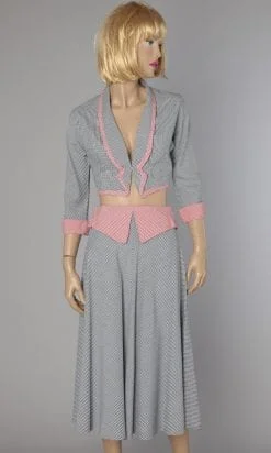 Tailleur jupe et boléro 1950 en vichy
