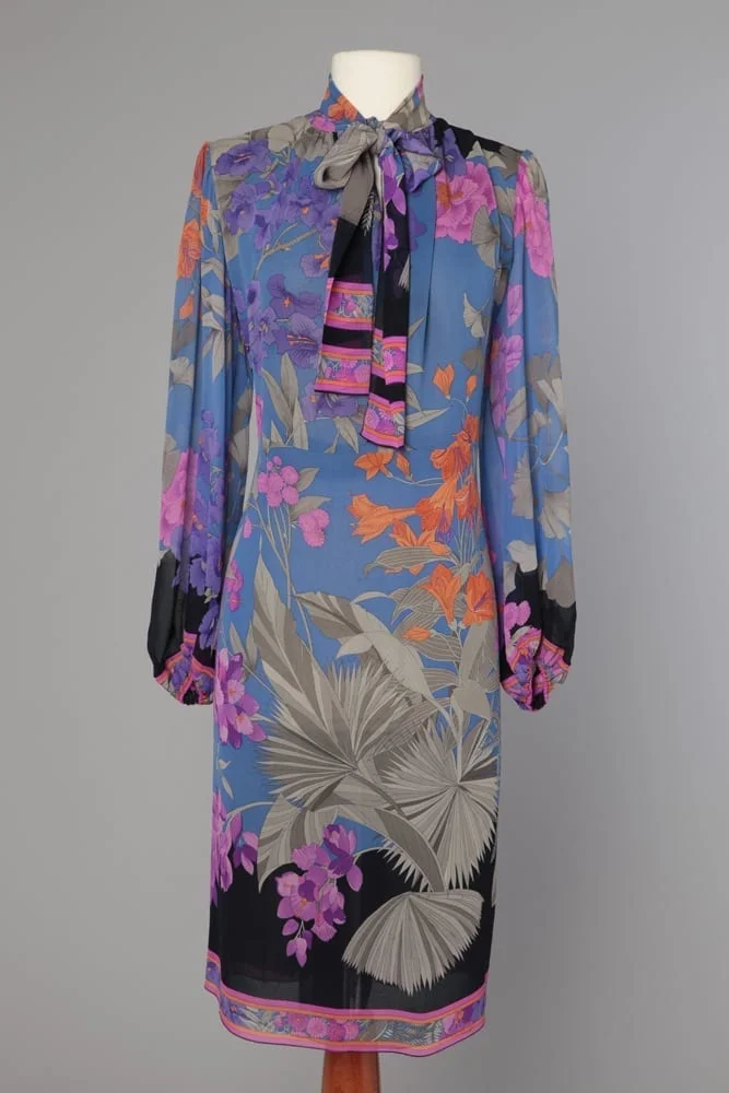 Robe 1970 en jersey de soie imprimé Léonard