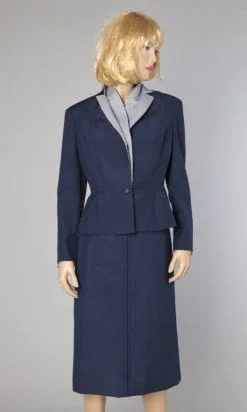 Tailleur robe et veste marine et bicolore 1950 - 1960