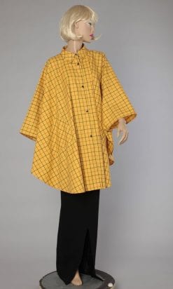 Vêtement de pluie en coton ciré jaune à carreaux 1960-1970