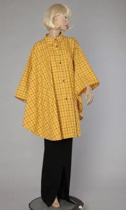Vêtement de pluie en coton ciré jaune à carreaux 1960-1970