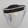 Chapeau 1930-1940 en paille blanche et feutre marine