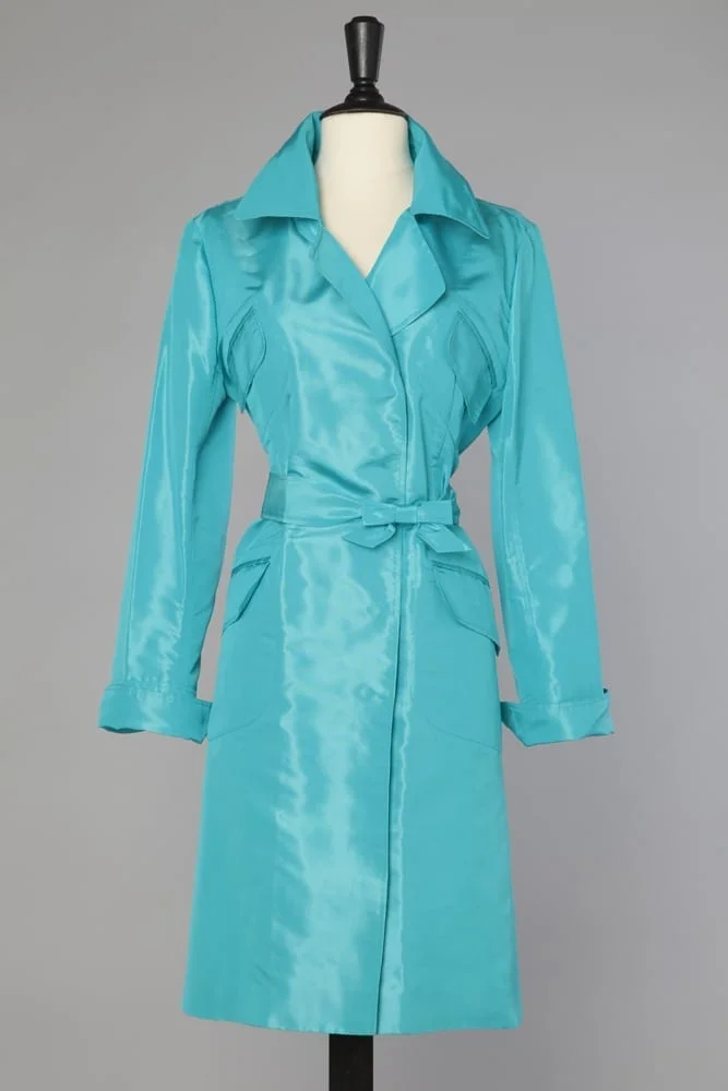 Trench en soie turquoise Lolita Lempicka