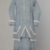 Robe de fillette 1880 en lin bleu