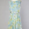 Robe 1960 en mousseline de soie jaune et bleu