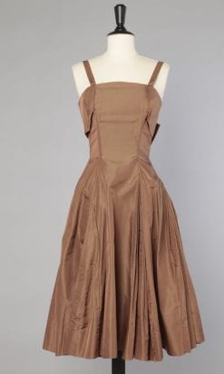Robe en faille de soie marron glacé 1950