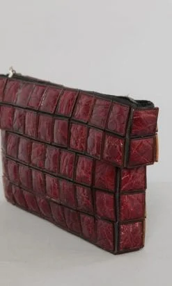 Alternative view of Sac 1940 en patchwork de croco rouge