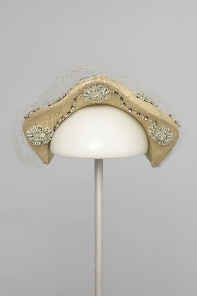 Chapeau en paille 1950 brodé