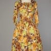 Robe 1950 en coton jaune imprimé