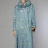 Manteau 1920 en satin bleu et argent