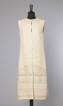 Manteau sans manches 1970 en lin tissé et brodé