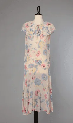 Robe 1920 en mousseline de coton imprimé