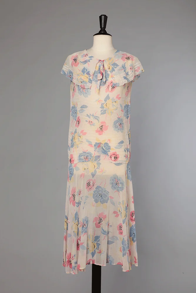 Robe 1920 en mousseline de coton imprimé