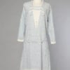 Robe 1920 d'été en coton imprimé bleu et blanc