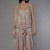 Robe 1920 en soie rose et bleu lamé argent