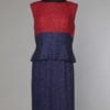 Robe 1960 marine et rouge perlée