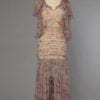 Robe 1930 en mousseline de soie fond crème à fleurs