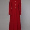 Long manteau 1940 en drap de laine rouge brodée au col
