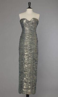 Robe en soie changeante bleue et or Loris Azzaro