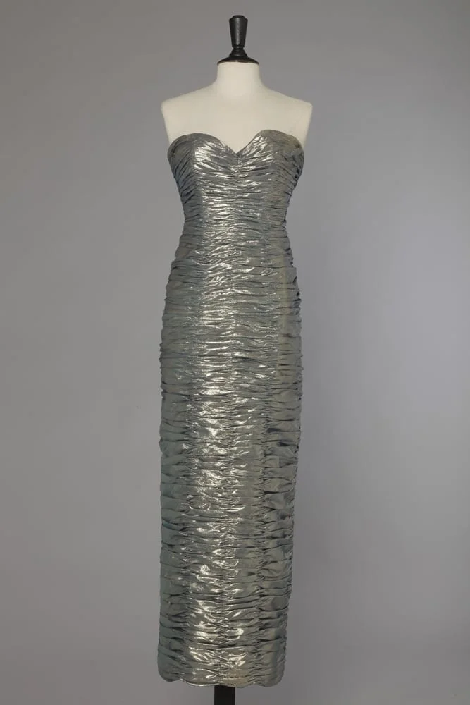 Robe en soie changeante bleue et or Loris Azzaro