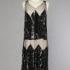 Robe 1925 en tulle noir pailleté de sequins ronds et lamelles