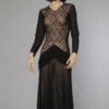 Robe longue 1930 en dentelle et mousseline noire