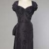 Robe 1940 en soie marine perlée et pailletée