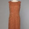 Robe 1960 en tulle orange brodée de perles de verre or et strass oranges