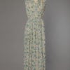 Peignoir 1940 en crêpe blanc imprimé de feuillages